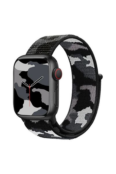 REDz Accessories Curea sport, compatibilă cu Apple Watch, nailon, Hedgehog, camuflaj negru - 44/45/46/49 mm