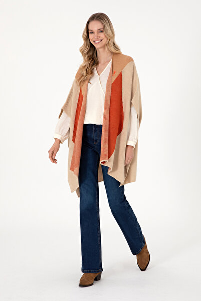 U.S. Polo Assn. Women's Sand Melange Knitwear Poncho 50293029-Vr123