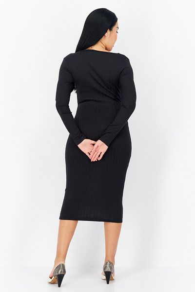 Brave Soul Women Textured Midi Dress, Dark Grey