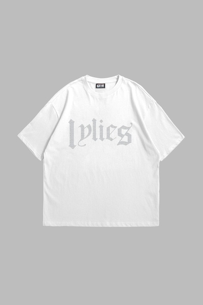 Tarzsokak كلمات حجرية مطبوعة مقاس كبير للجنسين باللون الأبيض