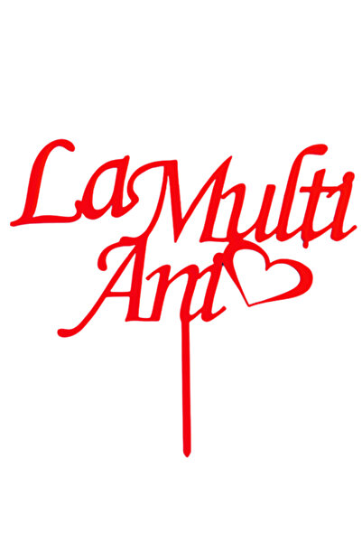 OEM Topper tort, "LA MULTI ANI", zi de nastere, 14 x 15, 5 cm rosu