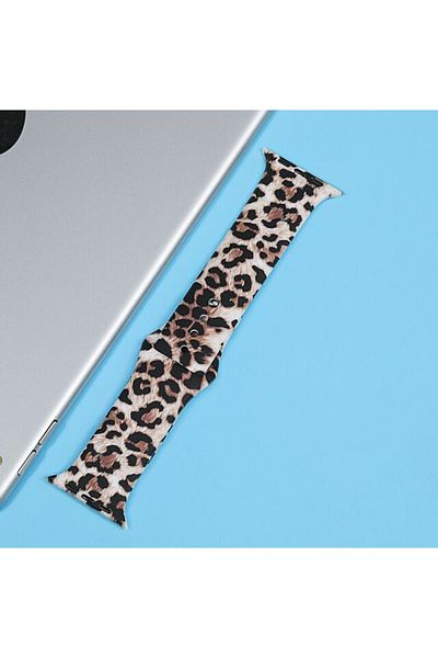 REDz Accessories Silicone Strap, Print, Animal Print, For Apple Watch, Brown/black - 44/45/46/49 Mm