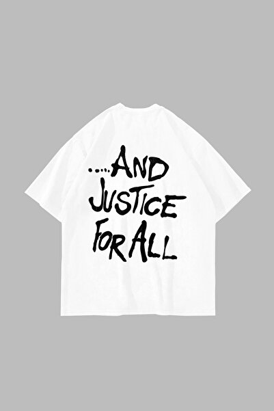 Tarzsokak Metallica And Justice For All Printed Oversize Unisex Λευκό