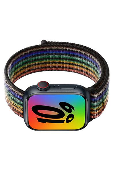 REDz Accessories Curea sport, compatibilă cu Apple Watch, nailon, Hedgehog, negru curcubeu - 44/45/46/49 mm