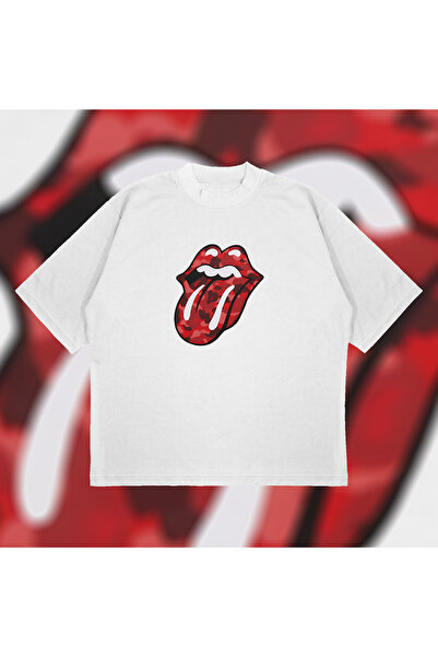 Tarzsokak Tricou unisex oversize A Bathing Ape X Rolling Stones Red Boxy Fit ...
