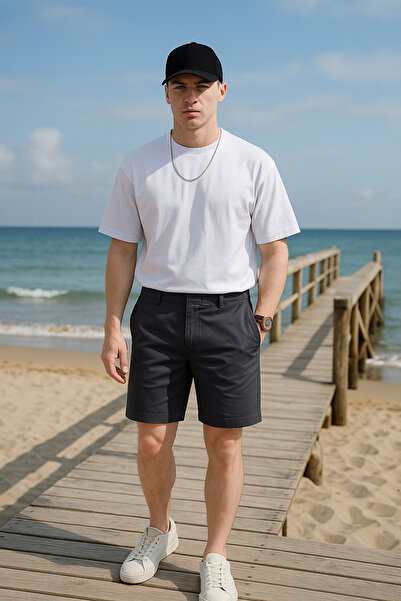 Pobudo Antrasit Gri Renk Chino Erkek Şort