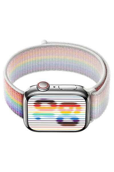 REDz Accessories Curea sport, compatibilă cu Apple Watch, nailon, Hedgehog, alb curcubeu - 44/45/46/49 mm