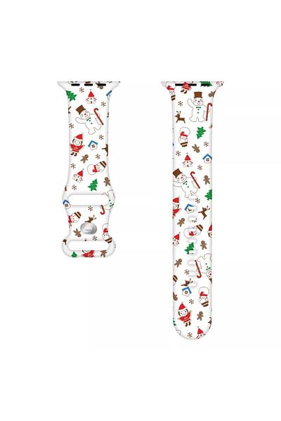 REDz Accessories Curea de zăpadă, Sport, pentru Apple Watch, Colecția de Crăciun, silicon, albă - 44/45/46/49 mm
