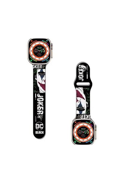 REDz Accessories Curea Joker, pentru Apple Watch, imprimeu cu desene animate, reglabilă, silicon, neagră - 44/45/46/49 mm, mare