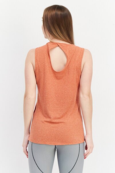 Odlo Women V-Neck Sleeveless Textured Tank Top, Burnt Orange