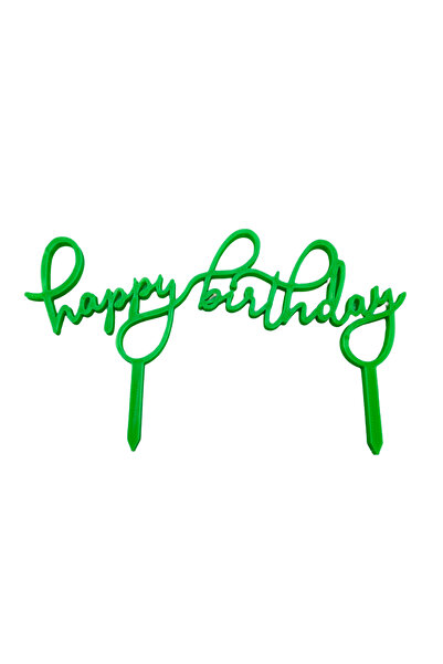 OEM Decoratiune topper tort "HAPPY BIRTHDAY", verde 15 x 9 cm