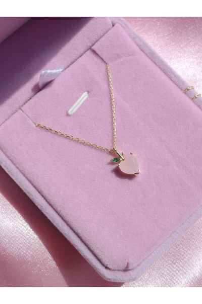 Reorah Collection Minimal Şeftali Kolye 925 Gümüş