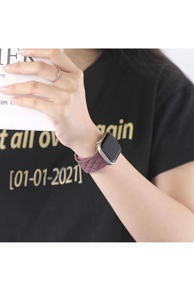REDz Accessories Diamond Strap, Butterfly Buckle, For Apple Watch, Adjustable, Silicone, Brown - 44/45/46/49 Mm