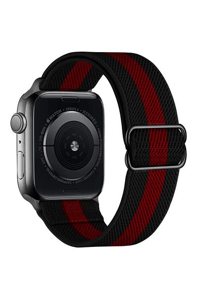 REDz Accessories Elastic Strap, Compatible with Apple Watch, Adjustable, Black/Red - 38/40/41 mm