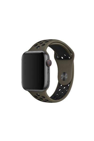 REDz Accessories Curea sport perforată pentru Apple Watch, silicon, măsliniu-negru - 44/45/46/49 mm, mare