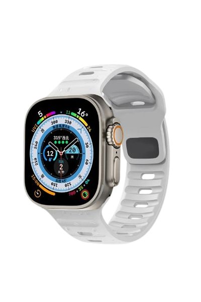 REDz Accessories Curea Apple Watch sport, potrivită pentru atlet, reglabilă, rezistentă la șocuri, silicon, albă - 44/45/46/49 mm