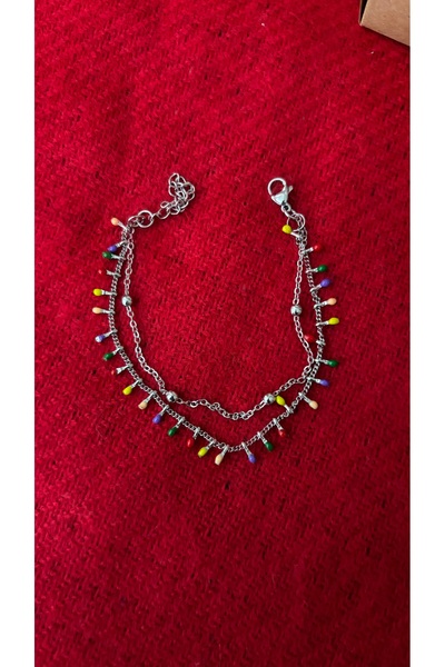 derokas Halhal Çelik Rengarenk Gümüş Renk İkili Set