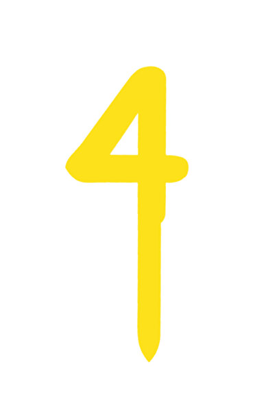 OEM Topper tort, "4", happy anniversary,150 X 63 mm galben