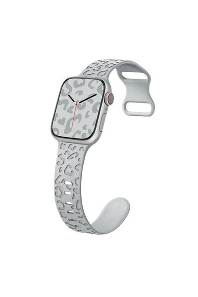 REDz Accessories Curea din silicon cu imprimeu animal 3D pentru Apple Watch, reglabilă, gravată, gri - 44/45/46/49 mm