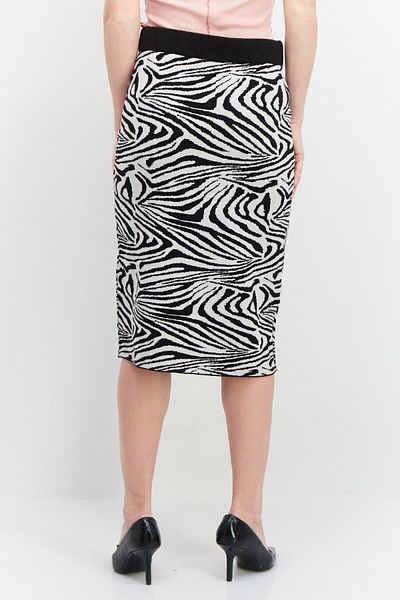 Carmen Marc Valvo Women Animal Print Midi Skirt, Black