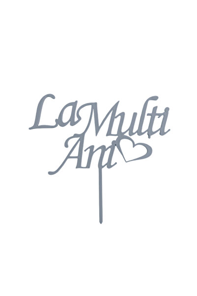 OEM Topper tort, "LA MULTI ANI", zi de nastere, 14 x 15, 5 cm argintiu