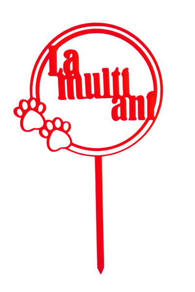 OEM Topper tort, "LA MULTI ANI", zi de nastere, aniversare 17, 5 x 10, 5 cm rosu