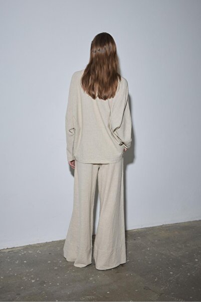 Suud Collection Natural Cool Palazzo Linen Trousers