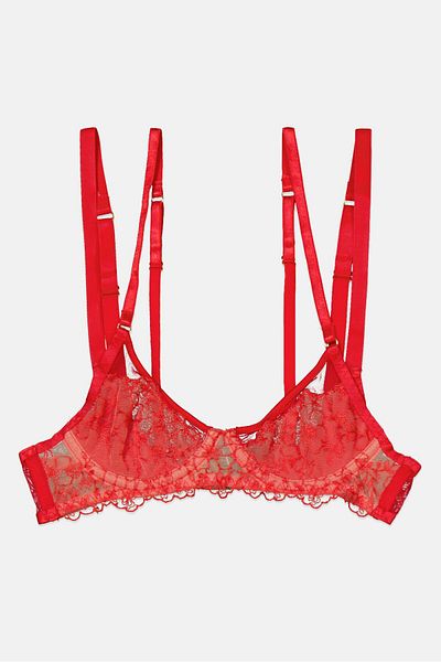 Asos Design Women Non Padded Textured Bra, Red