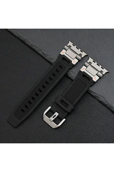 REDz Accessories Titan Strap, Sport, For Apple Watch, Adjustable, Silicone And Metal, Black - 44/45/46/49 Mm