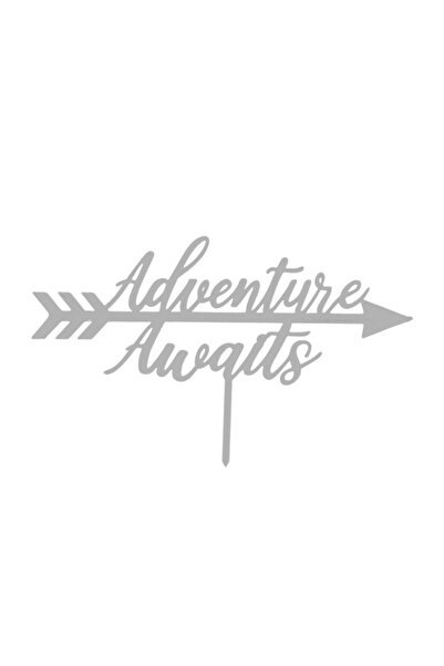OEM Decoratiune topper tort "Adventures awaits" iubitori de calatorii, Argint...