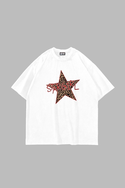 Tarzsokak Star Girl Принт Овърсайз Унисекс Бял