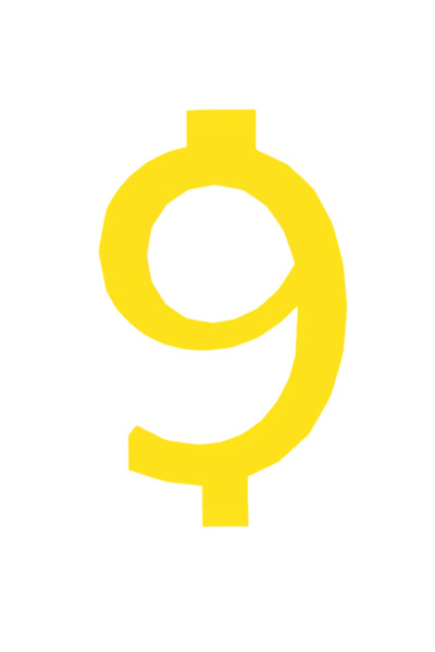 OEM Topper tort tip suport lumanare, "9", zi de nastere,100 X 60 mm galben