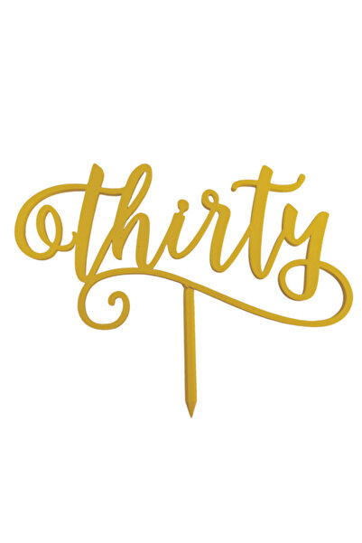 OEM Topper tort, "THIRTY", zi de nastere, aniversare, 14 x 19 cm auriu
