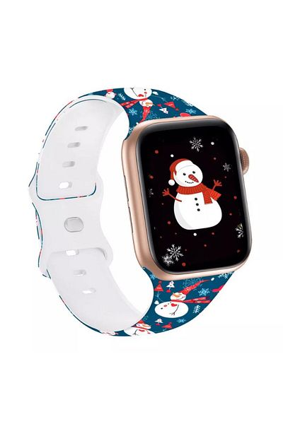 REDz Accessories Curea Om de Zăpadă, Sport, Pentru Apple Watch, Colecția Crăciun, Silicon, Albastră - 38/40/41 mm