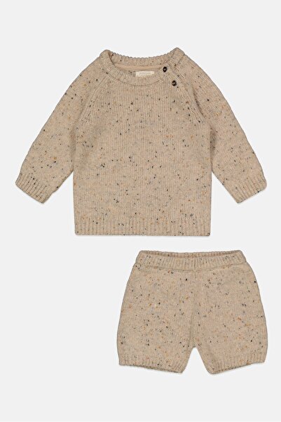 Tchibo طقم مكون من قطعتين من سترة وشورت منقوش للأولاد الصغار، باللون البيج