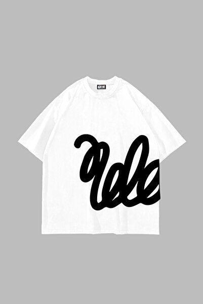 Tarzsokak Soft Flow Printed Oversize Unisex Alb