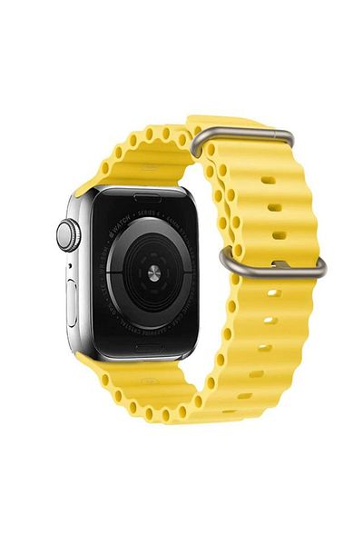 REDz Accessories Sport Band For Apple Watch, Ventilated, Waves Pattern, Yellow - 44/45/46/49 Mm