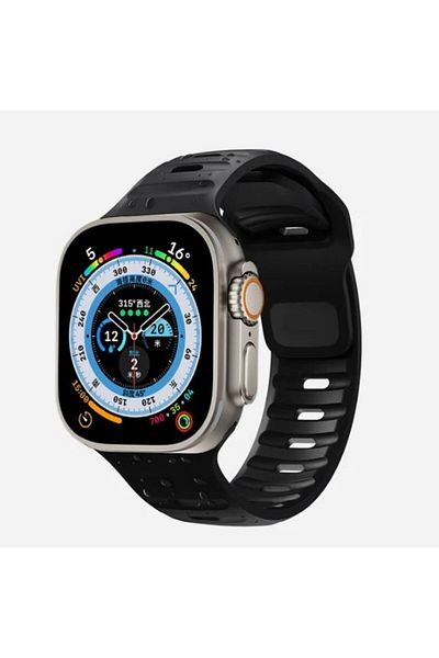 REDz Accessories Potrivire sportivă, Sport, Pentru Apple Watch, Reglabil, Rezistent la șocuri, Silicon, Negru - 44/45/46/49 mm