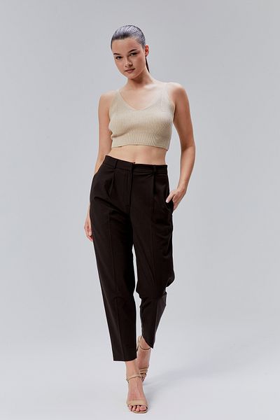 Bolivente Bitter Brown Regular Woven Carrot Trousers