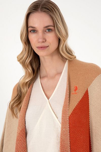 U.S. Polo Assn. Women's Sand Melange Knitwear Poncho 50293029-Vr123