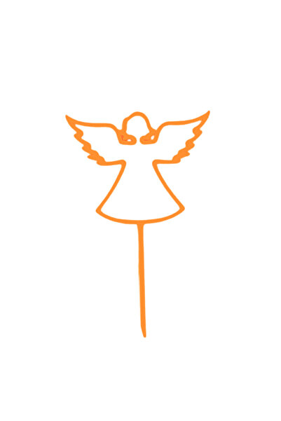 OEM Decoratiune topper tort "ANGEL", inger, portocaliu 12.5 x 8 cm