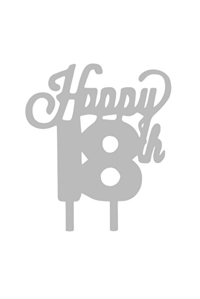 OEM Decoratiune topper tort "HAPPY 18", argintiu 10 x 7.5 cm