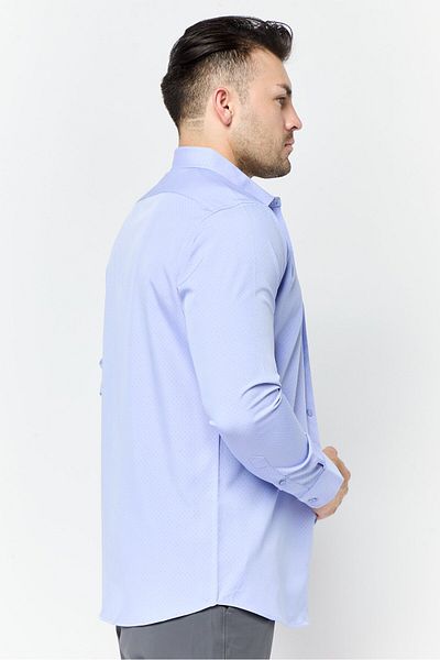 Scotch & Soda Men Modern Fit Microdot Long Sleeve Dress Shirt, Blue