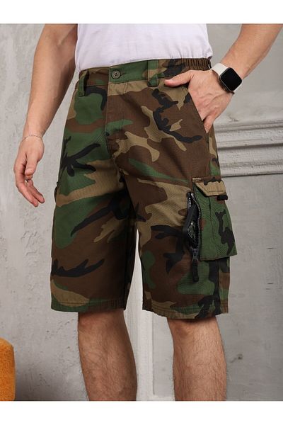 PASSWORD Camouflage Patterned Standard Fit Men's Shorts -998