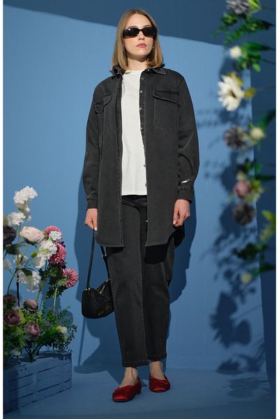 Fatma Atasoy Denim Gray Shirt Jacket