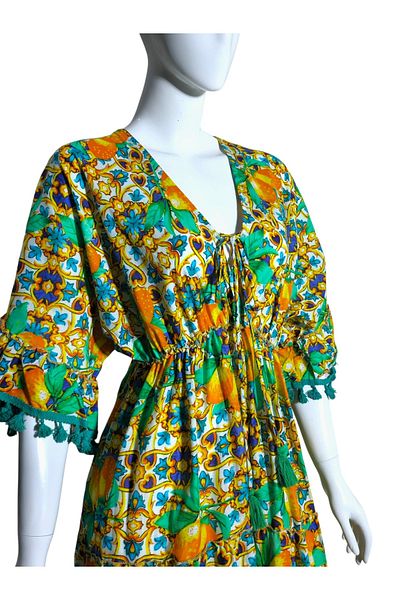 india Antica dress embroidered in classic summer colors, selection