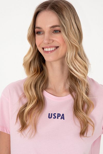 U.S. Polo Assn. Women's Light Pink Crew Neck T-Shirt 50305824-Vr078