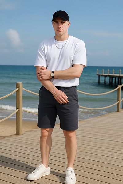 Pobudo Anthracite Gray Color Chino Men's Shorts