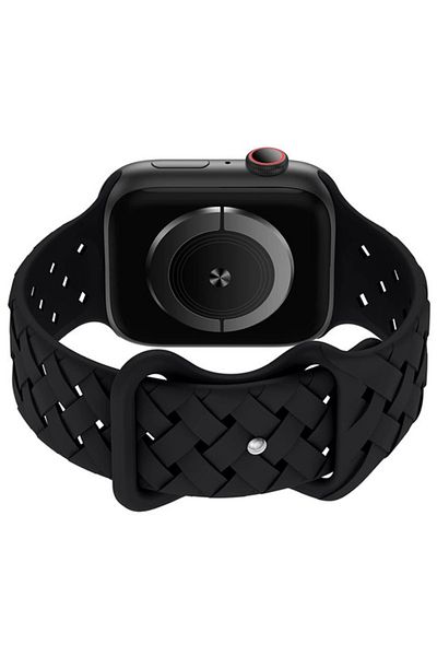 REDz Accessories Curea cu buclă răsucită pentru Apple Watch, silicon, reglabilă, sport, neagră - 44/45/46/49 mm