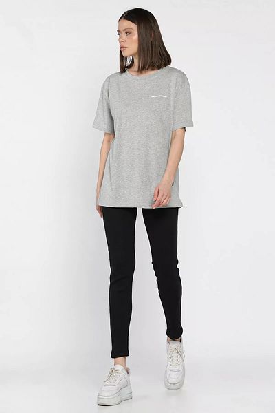 GÜLSELİ Gray Women's Crew Neck T-Shirt Tights Set of Two (M-L-Xl Fits)